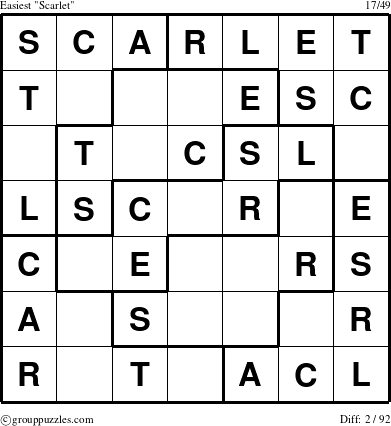 The grouppuzzles.com Easiest Scarlet puzzle for 