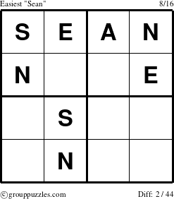The grouppuzzles.com Easiest Sean puzzle for 