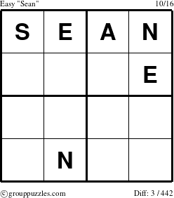 The grouppuzzles.com Easy Sean puzzle for 