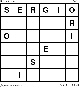 The grouppuzzles.com Difficult Sergio puzzle for 