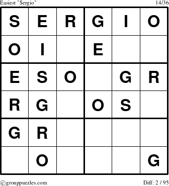 The grouppuzzles.com Easiest Sergio puzzle for 