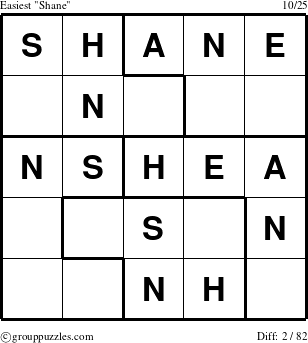 The grouppuzzles.com Easiest Shane puzzle for 