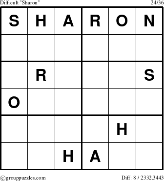 The grouppuzzles.com Difficult Sharon puzzle for 