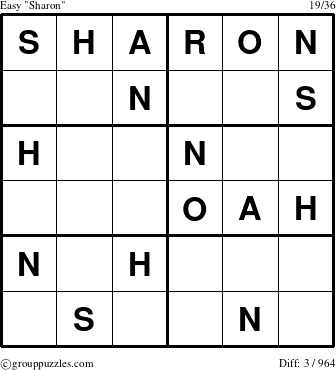 The grouppuzzles.com Easy Sharon puzzle for 