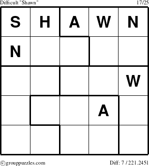 The grouppuzzles.com Difficult Shawn puzzle for 