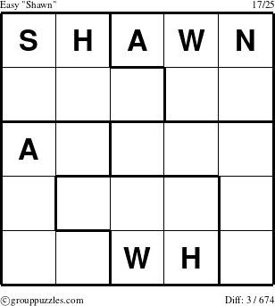 The grouppuzzles.com Easy Shawn puzzle for 