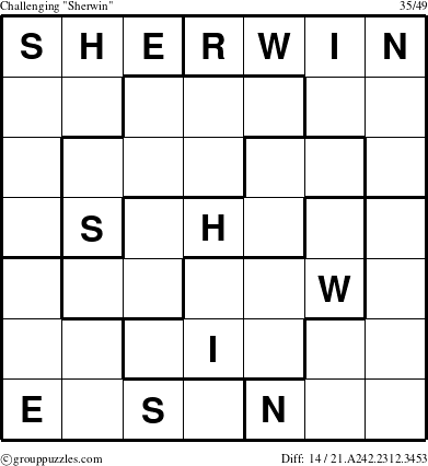The grouppuzzles.com Challenging Sherwin puzzle for 
