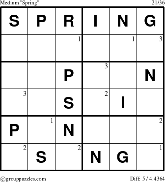 The grouppuzzles.com Medium Spring puzzle for  with the first 3 steps marked
