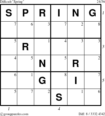The grouppuzzles.com Difficult Spring puzzle for  with all 8 steps marked