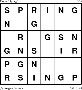 The grouppuzzles.com Easiest Spring puzzle for 
