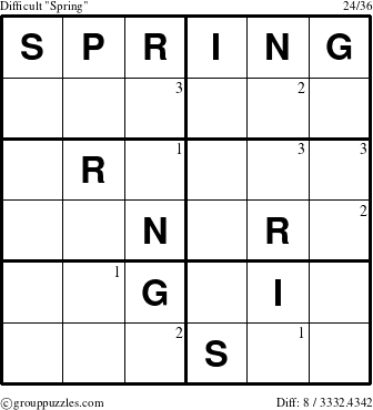The grouppuzzles.com Difficult Spring puzzle for  with the first 3 steps marked