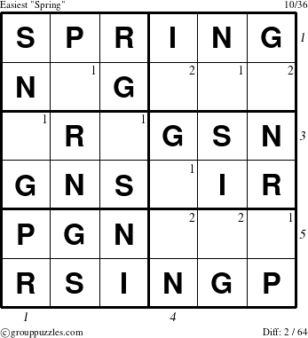 The grouppuzzles.com Easiest Spring puzzle for  with all 2 steps marked
