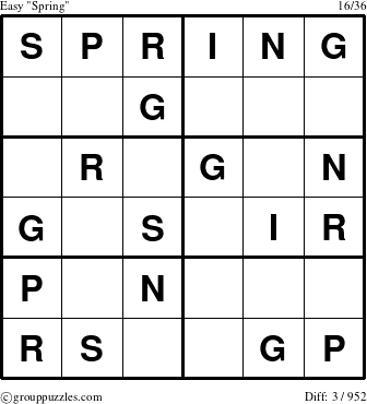 The grouppuzzles.com Easy Spring puzzle for 