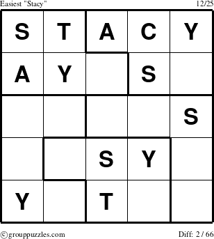 The grouppuzzles.com Easiest Stacy puzzle for 