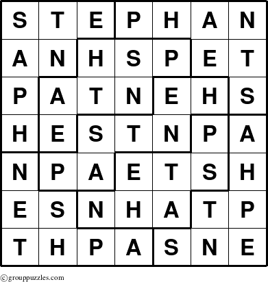 The grouppuzzles.com Answer grid for the Stephan puzzle for 