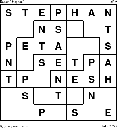 The grouppuzzles.com Easiest Stephan puzzle for 
