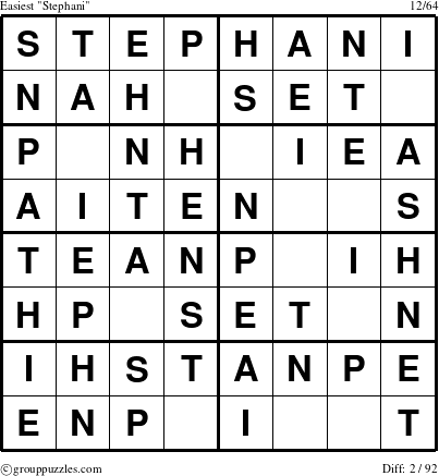 The grouppuzzles.com Easiest Stephani puzzle for 