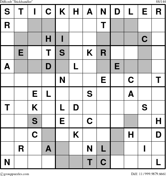 The grouppuzzles.com Difficult Stickhandler puzzle for 