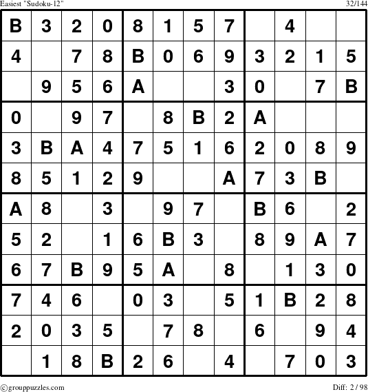 The grouppuzzles.com Easiest Sudoku-12 puzzle for 