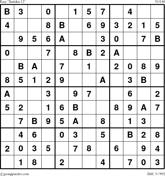 The grouppuzzles.com Easy Sudoku-12 puzzle for 