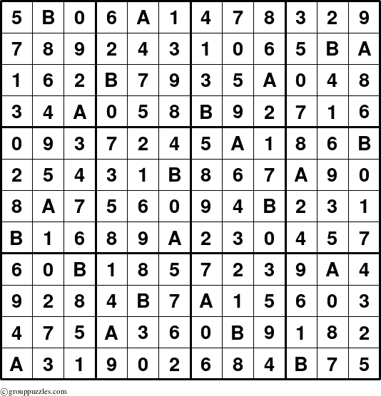 The grouppuzzles.com Answer grid for the Sudoku-12up puzzle for 