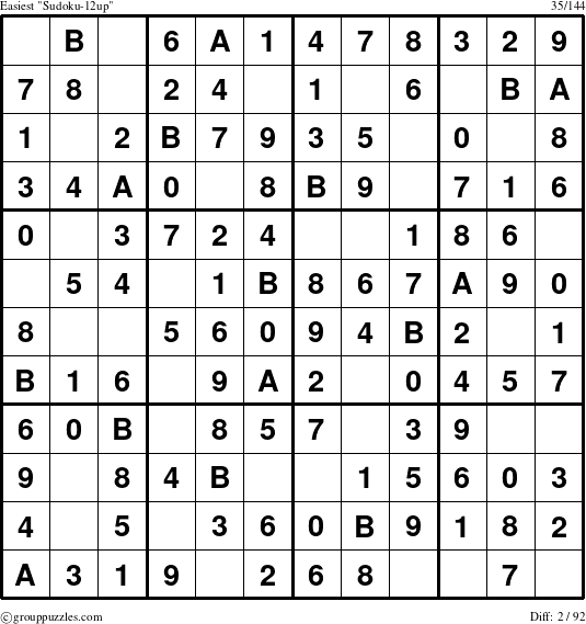 The grouppuzzles.com Easiest Sudoku-12up puzzle for 