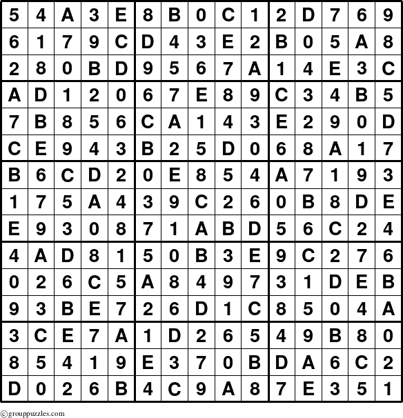 The grouppuzzles.com Answer grid for the Sudoku-15 puzzle for 