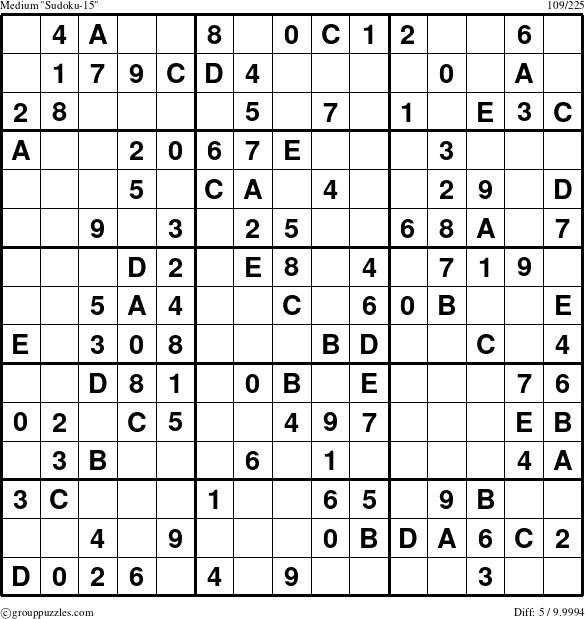 The grouppuzzles.com Medium Sudoku-15 puzzle for 