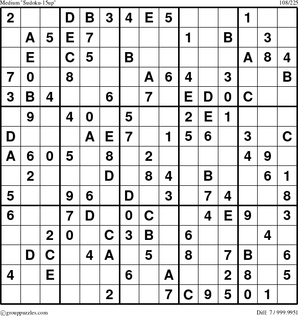 The grouppuzzles.com Medium Sudoku-15up puzzle for 