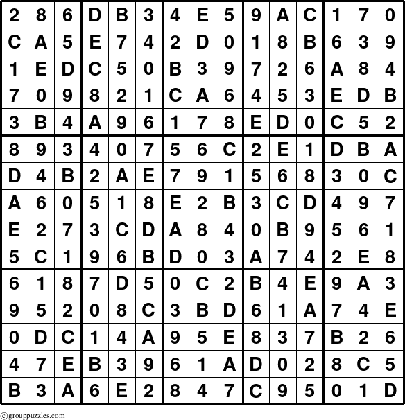 The grouppuzzles.com Answer grid for the Sudoku-15up puzzle for 