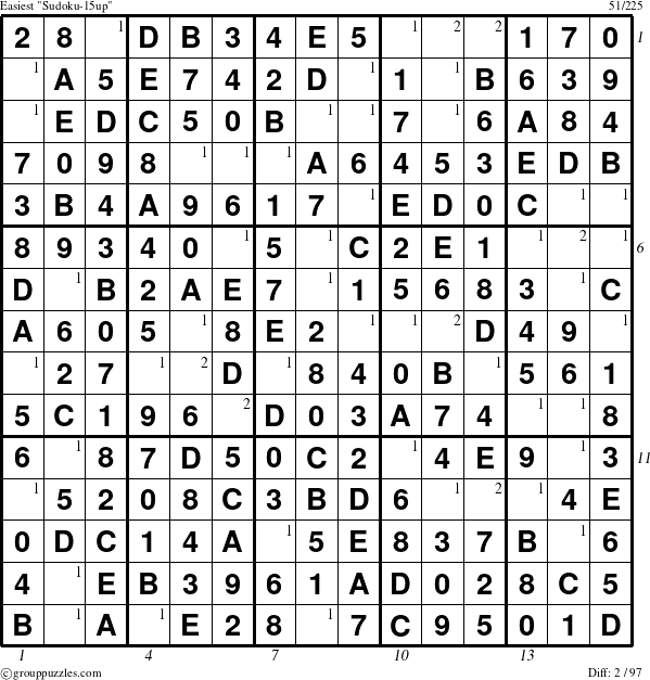 The grouppuzzles.com Easiest Sudoku-15up puzzle for , suitable for printing, with all 2 steps marked