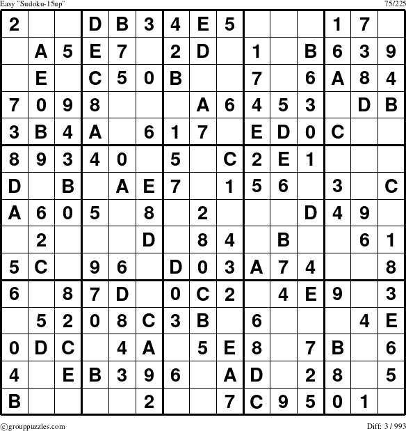 The grouppuzzles.com Easy Sudoku-15up puzzle for 