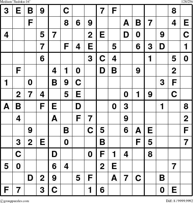 The grouppuzzles.com Medium Sudoku-16 puzzle for 