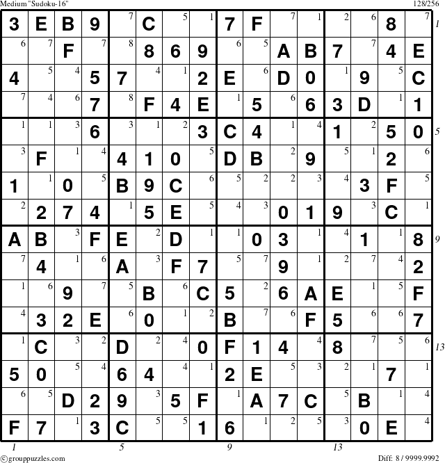 The grouppuzzles.com Medium Sudoku-16 puzzle for  with all 8 steps marked