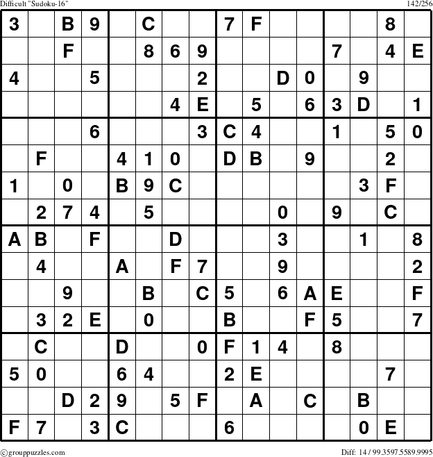 The grouppuzzles.com Difficult Sudoku-16 puzzle for 