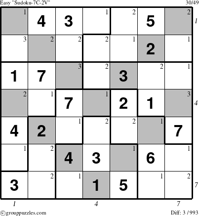 The grouppuzzles.com Easy Sudoku-7C-2V puzzle for  with all 3 steps marked