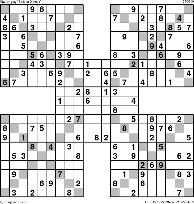 The grouppuzzles.com Challenging Sudoku-Xtreme puzzle for 