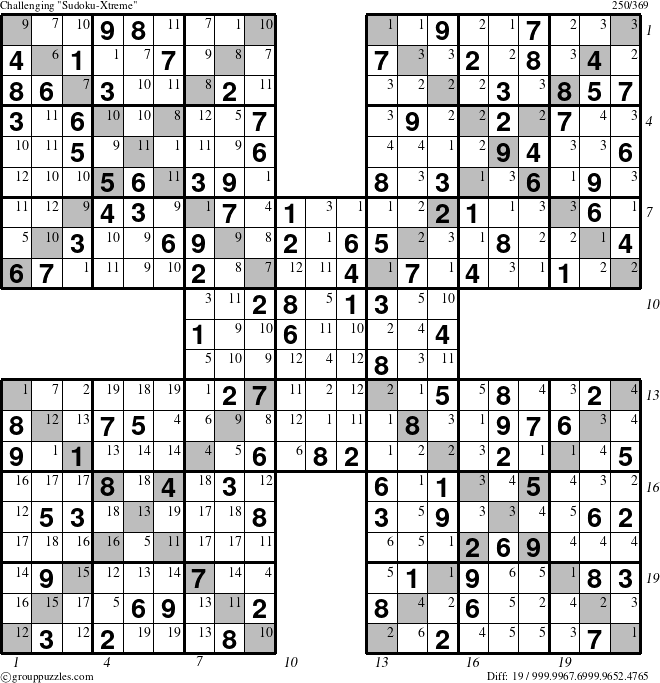 The grouppuzzles.com Challenging Sudoku-Xtreme puzzle for  with all 19 steps marked