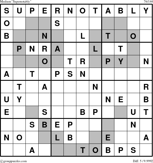 The grouppuzzles.com Medium Supernotably puzzle for 