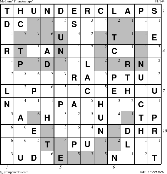 The grouppuzzles.com Medium Thunderclaps puzzle for  with all 7 steps marked