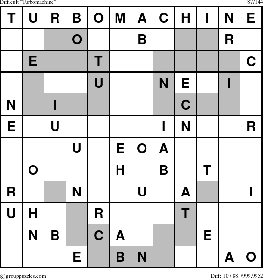 The grouppuzzles.com Difficult Turbomachine puzzle for 