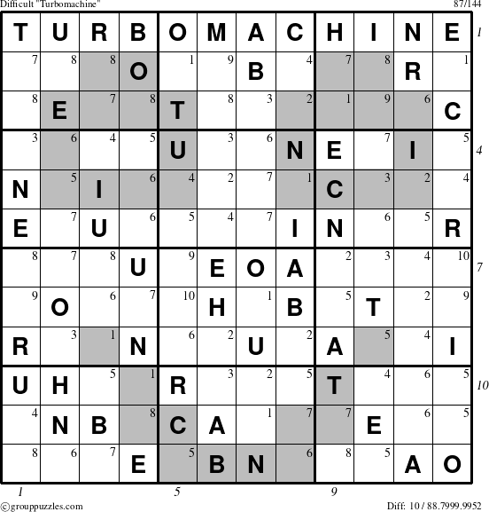 The grouppuzzles.com Difficult Turbomachine puzzle for  with all 10 steps marked