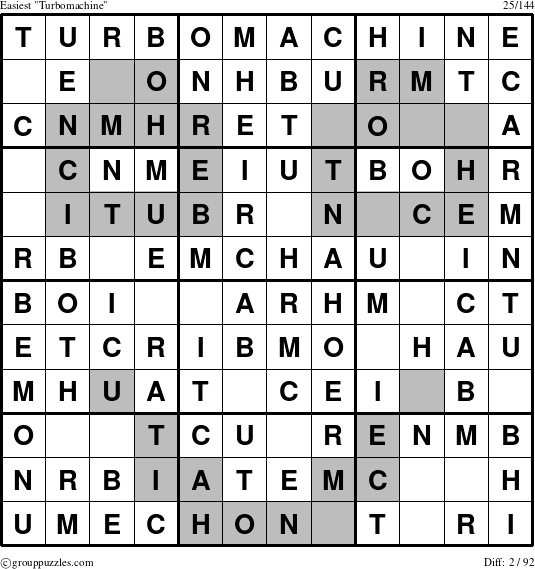The grouppuzzles.com Easiest Turbomachine puzzle for 