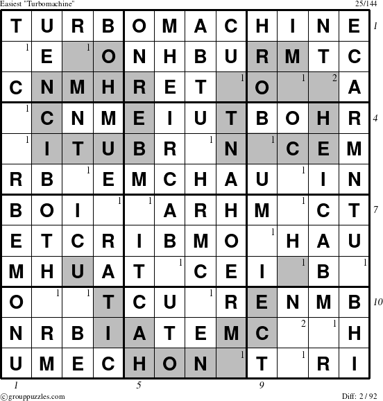 The grouppuzzles.com Easiest Turbomachine puzzle for , suitable for printing, with all 2 steps marked