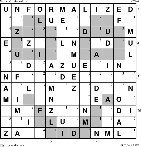 The grouppuzzles.com Medium Unformalized puzzle for  with all 5 steps marked