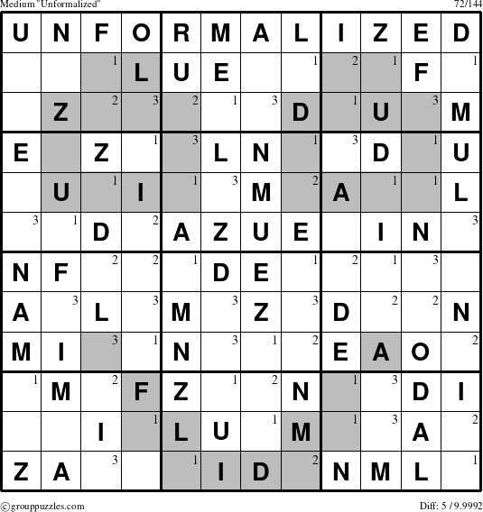 The grouppuzzles.com Medium Unformalized puzzle for  with the first 3 steps marked