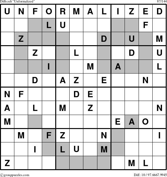 The grouppuzzles.com Difficult Unformalized puzzle for 