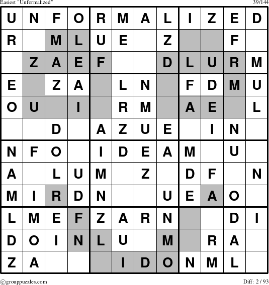 The grouppuzzles.com Easiest Unformalized puzzle for 
