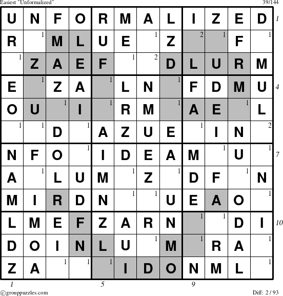 The grouppuzzles.com Easiest Unformalized puzzle for  with all 2 steps marked