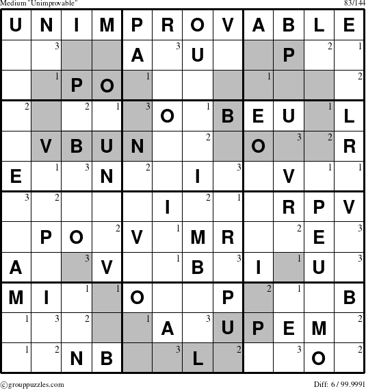 The grouppuzzles.com Medium Unimprovable puzzle for  with the first 3 steps marked